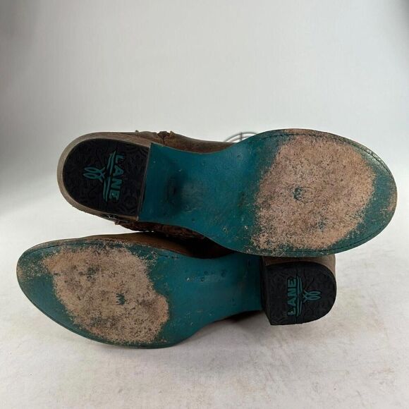 Lane Women's Layten Western Booties US 7 Round Toe Brown Double Zip Short Boots - Picture 7 of 12